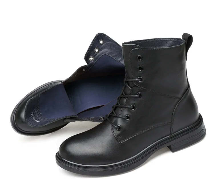 Reetene/модные черные повседневные мужские ботинки; Зимняя мужская обувь на шнуровке; однотонная зимняя удобная обувь; крутые Демисезонные ботильоны