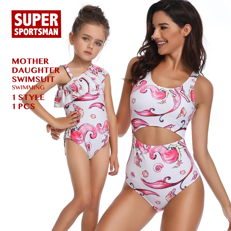

Baby Girls Flamingo Swimwear Women Sexy Bikini Children One Piece Swimsuit Kids Swimming Suit Mother Daughter Swim Beach Biquini