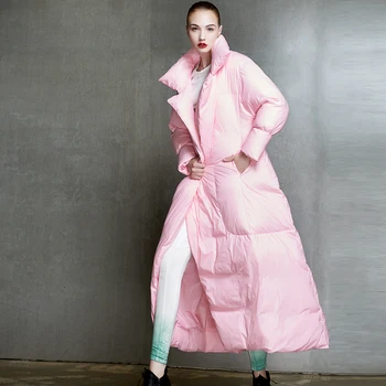 

2018 High Quality Winter Jacket Women Long Down Parkas Thick Warm Female Loose Coats 90%White Duck Down Jacket Women's Down Coat