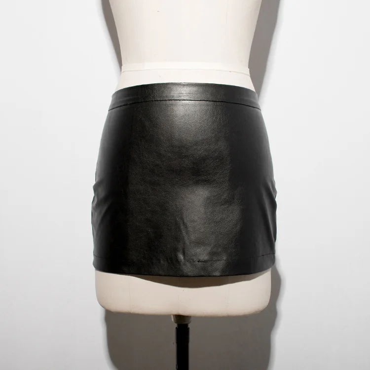 Hot Sexy Zipper Micro MINI Skirt Faux Leather Skirt Tight Hip Slim High Waist With Belt Pencil Package Hip Skirt Club Wear FX017 5