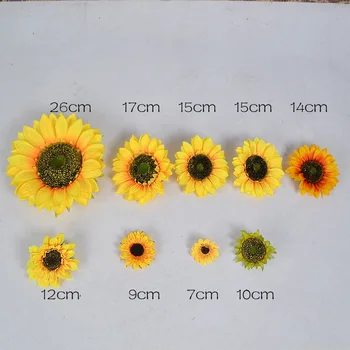 

10pcs 7cm/17cm/26cm Large Silk Sunflower Artificial Flower Head For Wedding Decor Handmade Scrapbooking Accessories Fake flowers