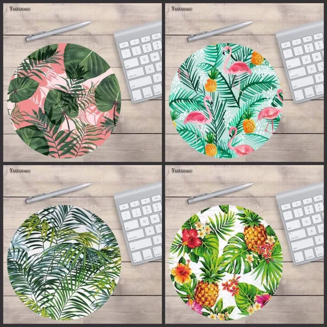 Best Offers Yuzuoan Printing Cactus Mousepad Anti-Slip PC Laptop Gamer Speed Mice Gaming keyboard Mat Rubber 200x200x2mm Round Mousepad
