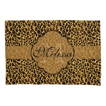 

Customized Name Animal Leopard Print Black Gold Monogram Pillow Case Throw Pillow Cushion Cover Sofa Home Decorative Zippered