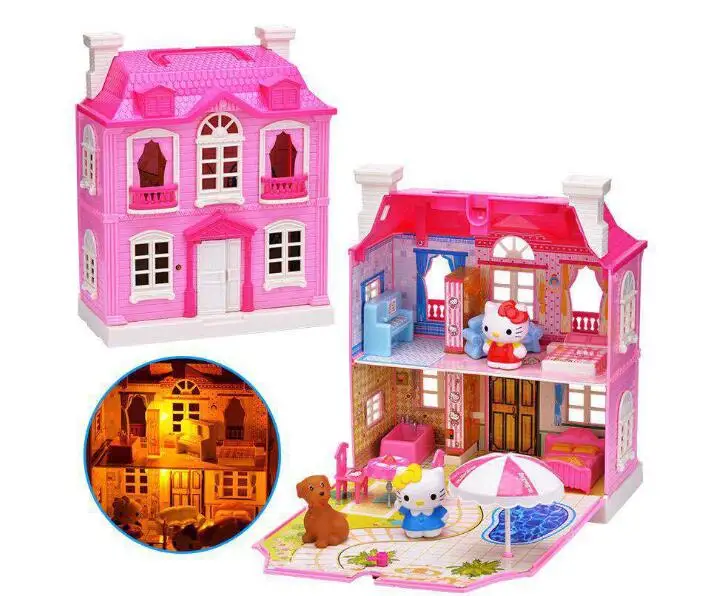 DIY cute Doll House Realistic 3D Plastic Doll Houses Assemble Dollhouse