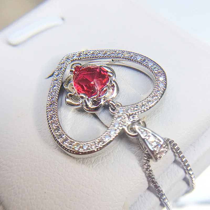 rose flower heart crystal necklaces silver 925 jewelry (8)