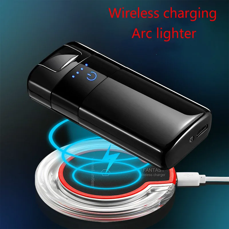 USB новая беспроводная зарядка металлическая ветрозащитная Зажигалка сенсорный экран переключатель мощность дисплей двойной дуги Электрический плазменный импульсный зажигалки