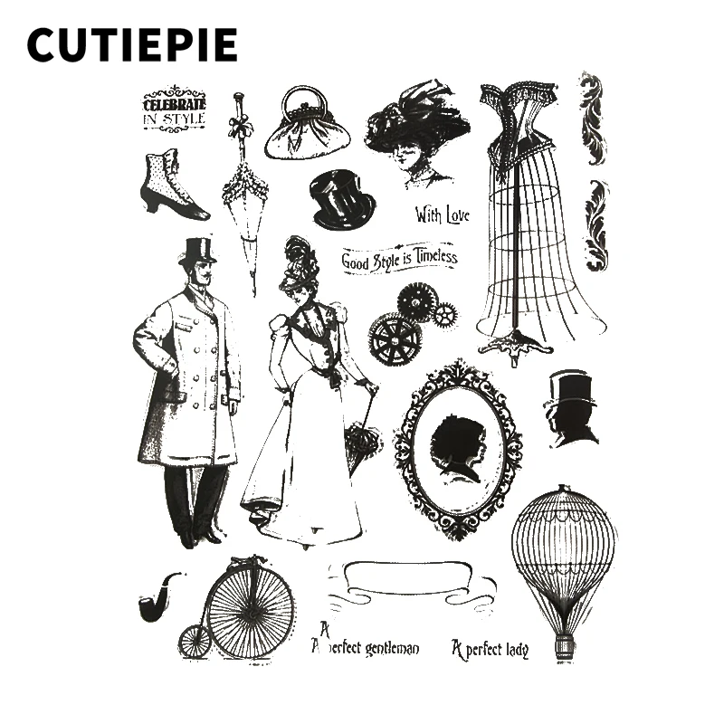 

Perfect Lady Gentleman Transparent Clear Rubber Stamps for Scrapbooking Photo Album Folder Embossing Cards Crafts Decor Stencils