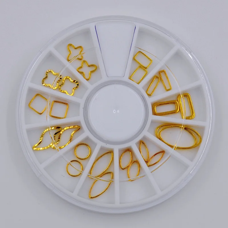 Mixed 3D DIY Hollow Metal Frame Nail Art Decorations Gold Silver Rivet Manicure Accessories Nail Studs Slider - Цвет: JSYXQ3