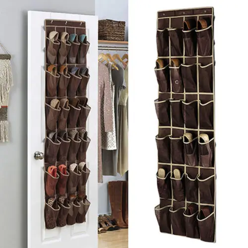 

24 Pocket Over the Door Shoe Organizer Rack Hanging Storage Space Saver Hanger