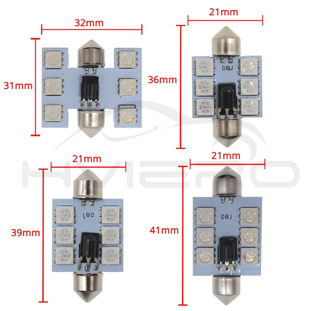 2X RGB автомобиля светодио дный 5050 6SMD гирлянда света c5w плафон авто мобильный Дистанционное управление красочные лампа для чтения