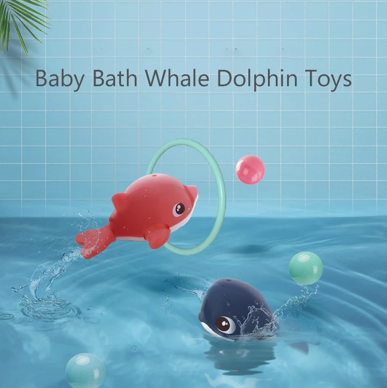 Детские Игрушки для ванны, кит дельфин, водные когнитивные плавающие игрушки, Ранняя образовательная душевая ванна, ванна, заводная игрушка