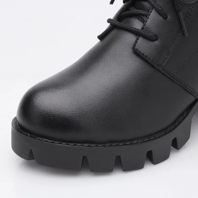 Najtaniej DRKANOL Fashion czarne zimowe buty śniegowe damskie platformy wysokie obcasy oryginalna skóra bydlęca grube wełniane futro ciepłe damskie botki