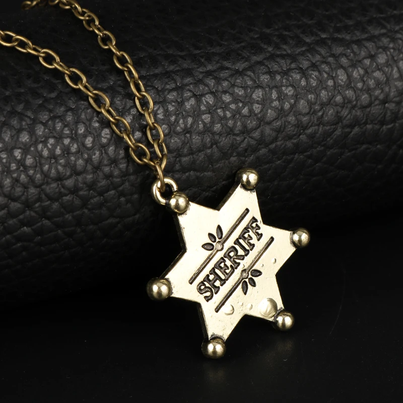 Dongsheng новые винтажные ювелирные изделия западный Техасский шериф рейнджер полицейский звезда значок Родео ожерелье шерифа Мужчины Женщины подарок-30