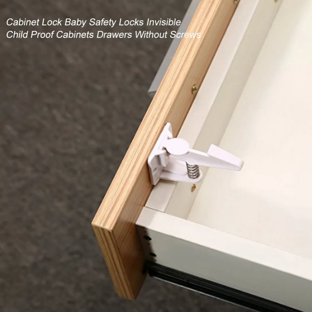 

10PCS Safety Locks Plastic Child Protection Lock Cabinet Door Drawers Kids Baby Care Safety Locks Invisible Proof Drawers