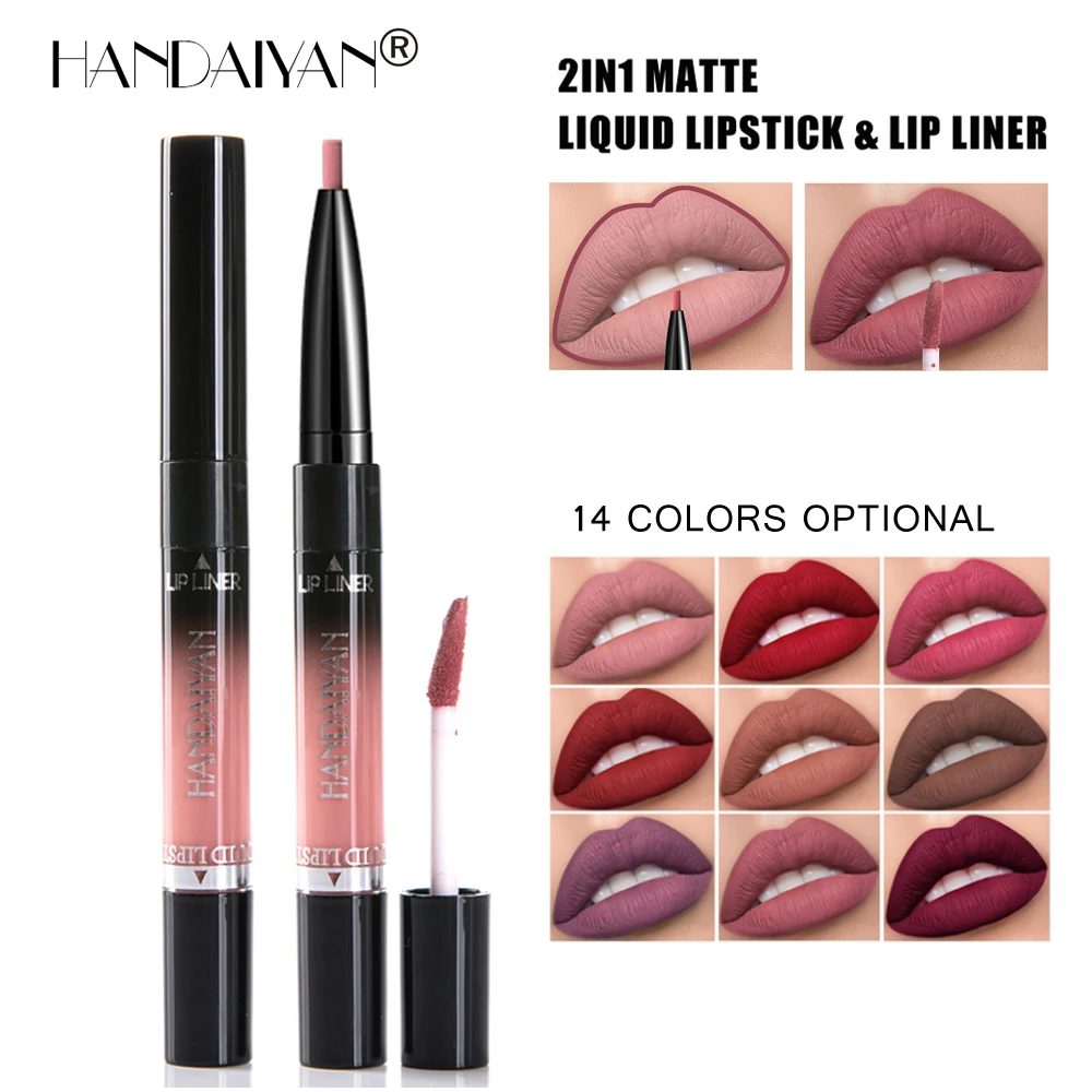 

2 in 1 Lip Gloss Kit Lip Liner Pencil Lipstick Liquid Matte Red Moisturizer Long Lasting Waterproof Lipgloss Makeup for Women