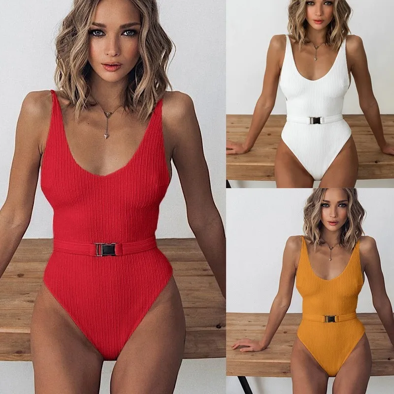 Женский купальник с открытой спиной сексуальные сплошные бикини летний Цельный