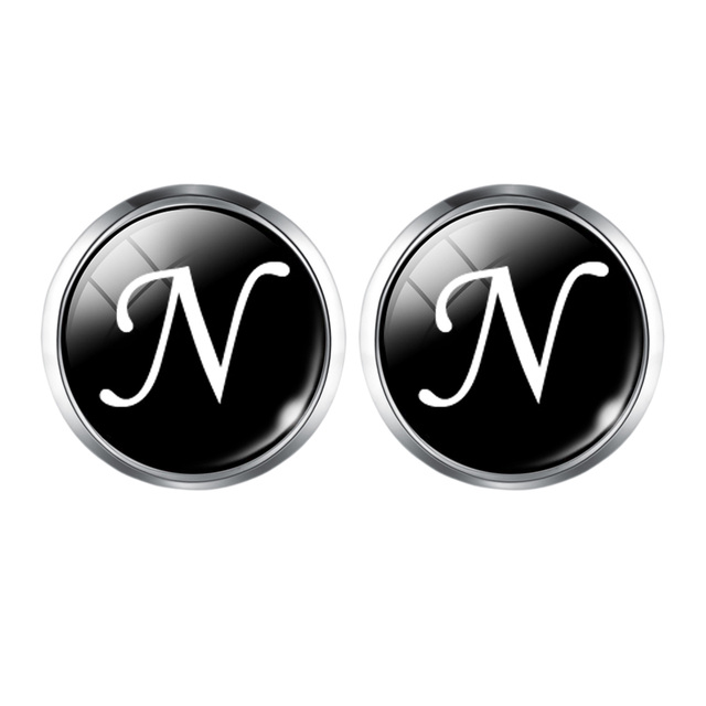 Fashion A-Z Single Alphabet Cufflinks Silver Color Letter Cuff Button for Male Gentleman Shirt Wedding Cuff Links Gifts