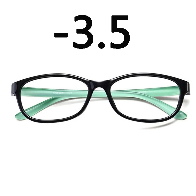 TR90 квадратной оправе готовой близорукость очки Для женщин Для мужчин с коротким смотровые стекла леопарда близорукость очки-1,0-1,5-2,0-2,5-3-3,5-4,0 - Цвет оправы: black green -3.5