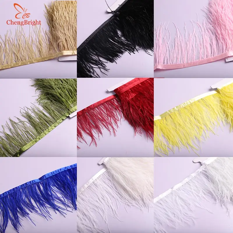 

CHENGBRIGHT 1 Yards Ostrich Feather Trim Cloth 8-10cm Wide For Skirts / Dresses / Apparel Party DIY Crafts Feather Ribbon Plume