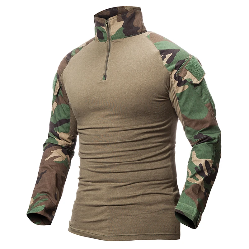 Быстросохнущая Военная армейская футболка, Мужская камуфляжная тактическая рубашка с длинным рукавом, футболки для охотничьего боя