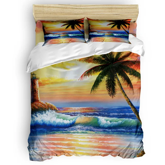 Cheap Sunset Coconut Tree Sea 3D Bedding Sets 4pcs Bedclothes Queen/Twin/King Size Bedding Sets Duvet Cover Housse De Couette Kids Cheap Sunset Coconut Tree Sea 3D Bedding Sets 4pcs Bedclothes Queen/Twin/King Size Bedding Sets Duvet Cover Housse De Couette Kids