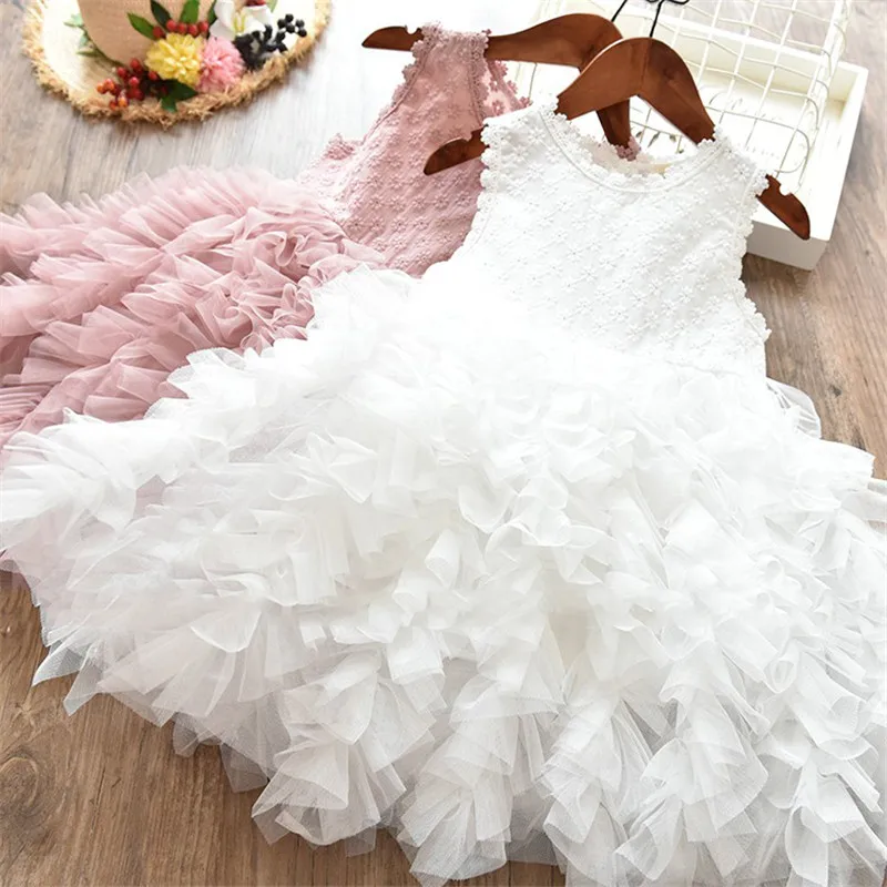 

Junior Layered Cake Smash Dress Summer Clothes Kids School Costume Children Ball Gown Girl Party Wedding Infantil Vestidos 3-8T