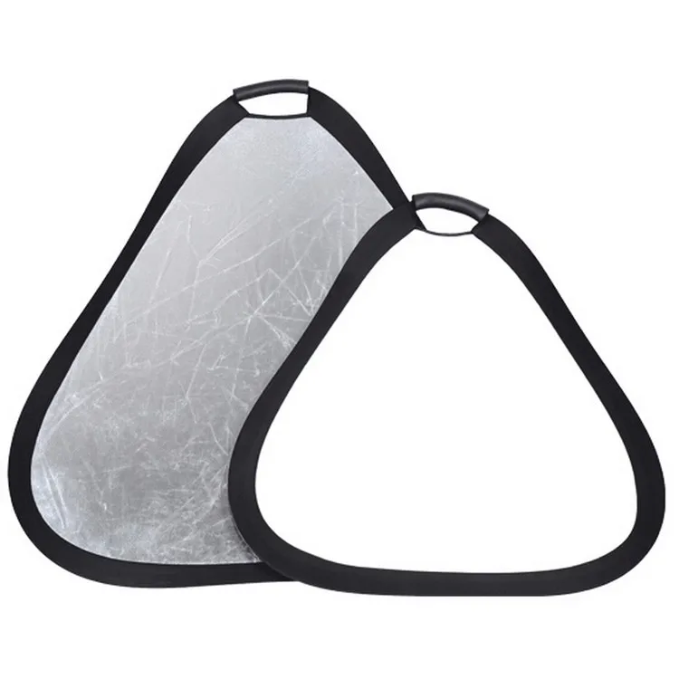 Order Offer for  24" 60cm 2 in 1 white Silver Handheld Triangle Portable Folding Light Reflector for Photograph Flas