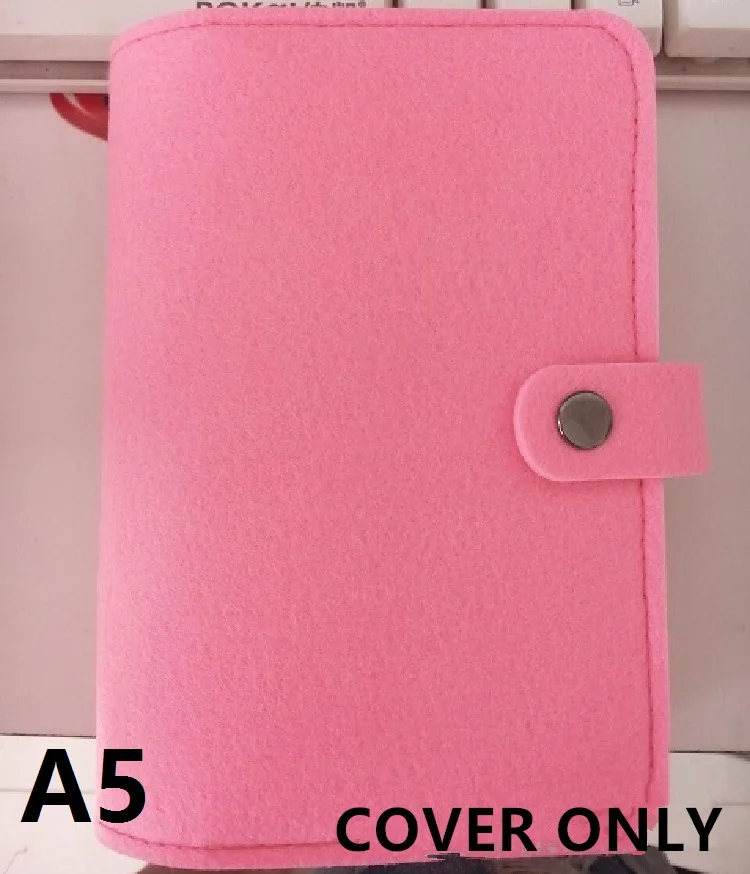 Шерстяной фетр A5 A6 винтажный вкладыш многоразового использования блокнот на спирали, дневник планировщик персональный органайзер для путешествий блокнот простой светильник Harphia - Цвет: A5 pink cover