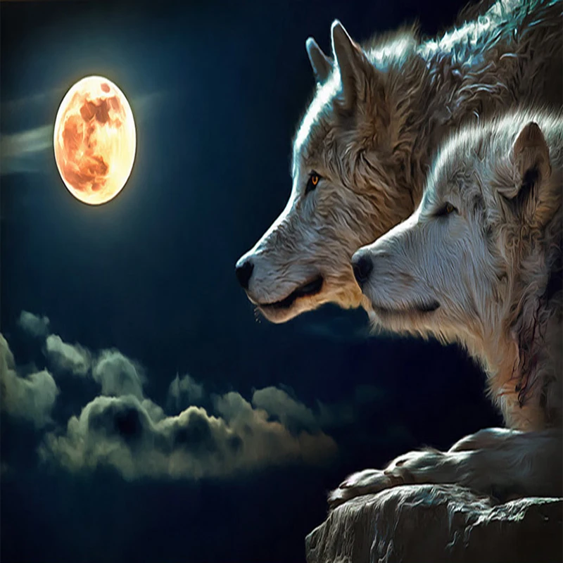 765 55 De Réductionpersonnalisé Nimporte Quelle Taille Grand Papier Peint Mural Clair De Lune Loup Classique Dessin Animé Photo Papier Peint Tv