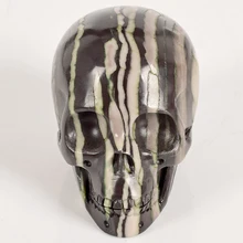 3 дюймов природные ручной Лента череп стекло минеральное Резной Камень Статуя реалистичные фэншуй Home орнамент Исцеление фигурка