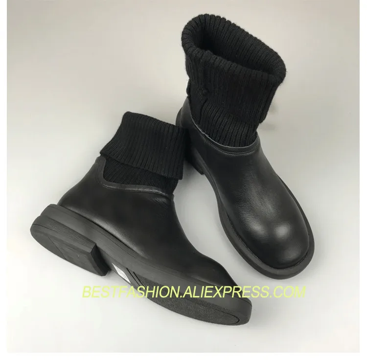 

Hot 2018 Autumn Shoes Woman Ankle Boots Genuine Leather Boots Stretch Wool Calf Boots Woman Design Cozy Boots Zapatos Mujer