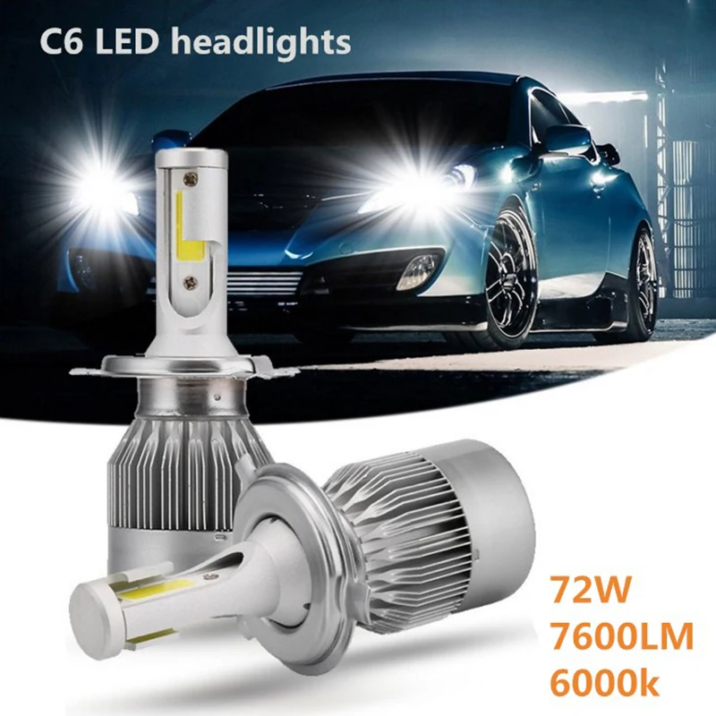 2 шт. C6 72 Вт 7600LM 6000k автомобильные светодиодсветодиодный лампы H4 H7 9003 HB2 H11