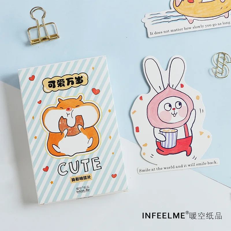 

30pcs/1lot Cute Rabbit Hamster Greeting Cards Postcards Birthday Letter Business Gift Card Set Message Card