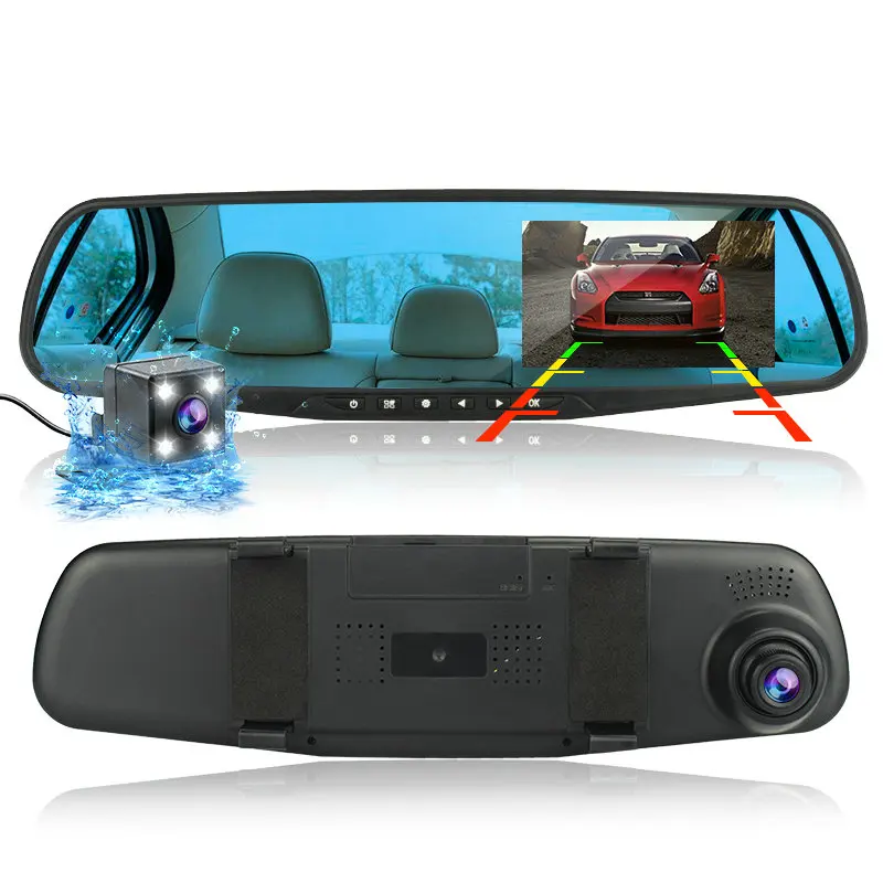 

OllyMurs dvr dash camera car mirror dual lens rear view camera rearview dashcam auto recorder video full hd front and rear XC-03