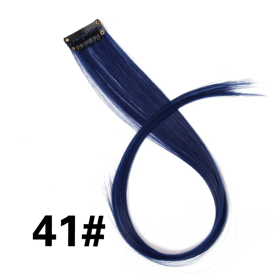 Alileader, накладные волосы на зажиме, 50 см., 20 дюймов длина, омбре, одна штуку, синтетические прямые искусственные волосы на зажиме, переход в тон, розовый, фиолетовый, синий - Цвет: Жук