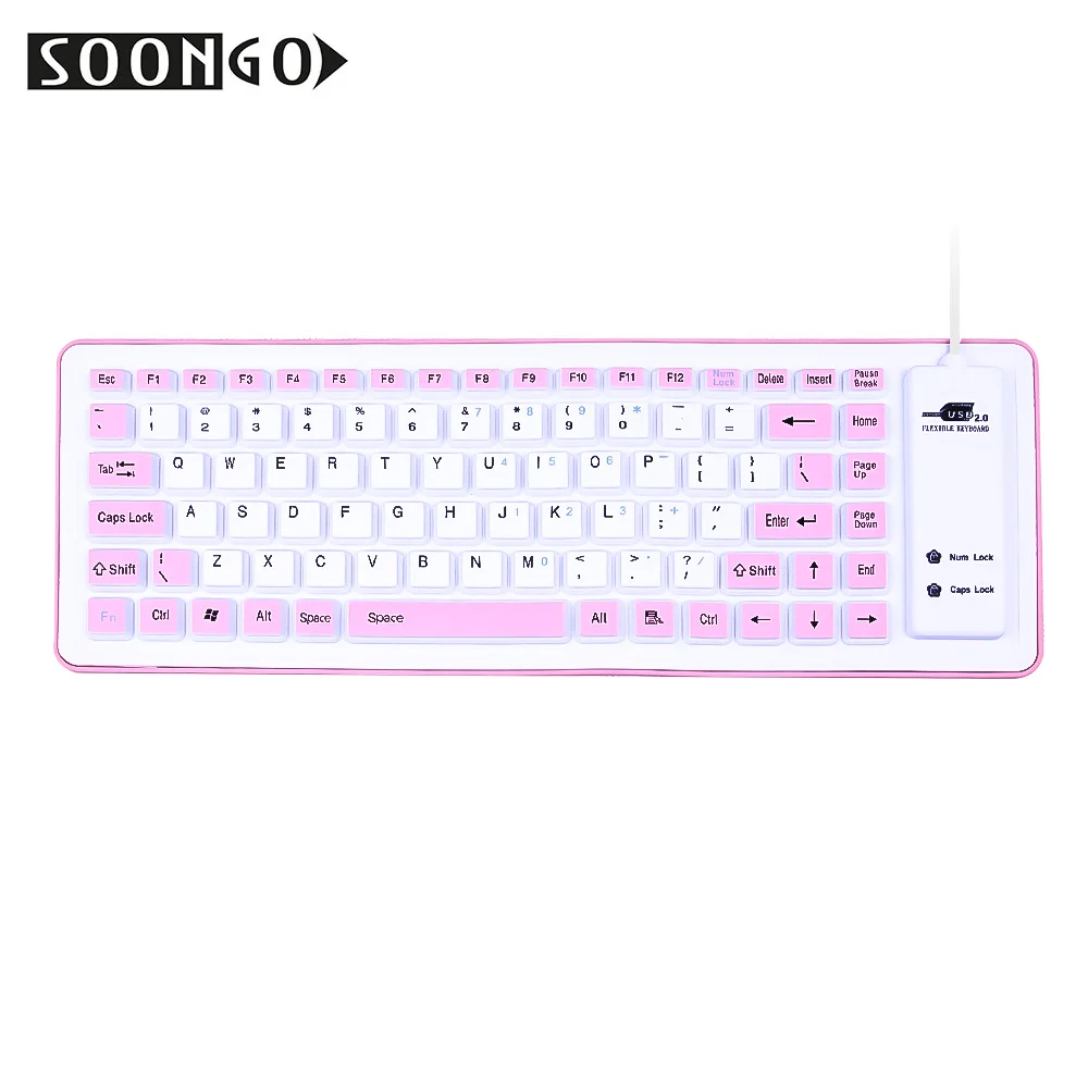 Mini Wired Silicone Soft Keyboard Folding Flexible Slim Gamer Universal Portable Roll-up Clavier Multicolor PC Tablet Laptop (3)