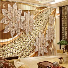 Европейские шторы Роскошные 3D занавески s ювелирные цветы фото печать 3D окна занавески для гостиной окна затемненные занавески