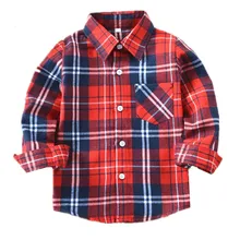 Летняя одежда из хлопка для мальчиков детская рубашка в клетку детская мягкая дышащая рубашка Осень Дети Длинные рукава Повседневные рубашки