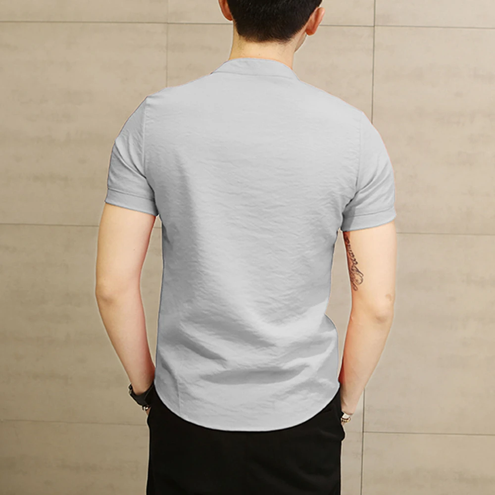 Helisopus мужская приталенная рубашка, винтажная хлопковая льняная рубашка с коротким рукавом, рубашка Кунг-фу, рубашка Camisa Masculina, Азиатский размер