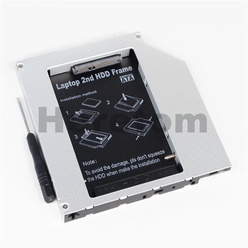 Heretom алюминиевый Универсальный 9,5 мм PATA/IDE для SATA 2 HDD Caddy жесткий диск лоток для ноутбука DVD CD-ROM Optibay