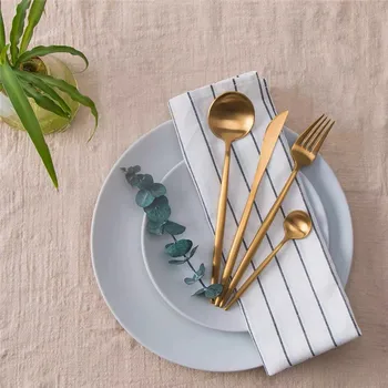 

KCASA 4Pcs/Set Tableware Polished Cutlery Stainless Steel Dining Food Flatware Kit Dinnerware Party Gift Black Golden Silver
