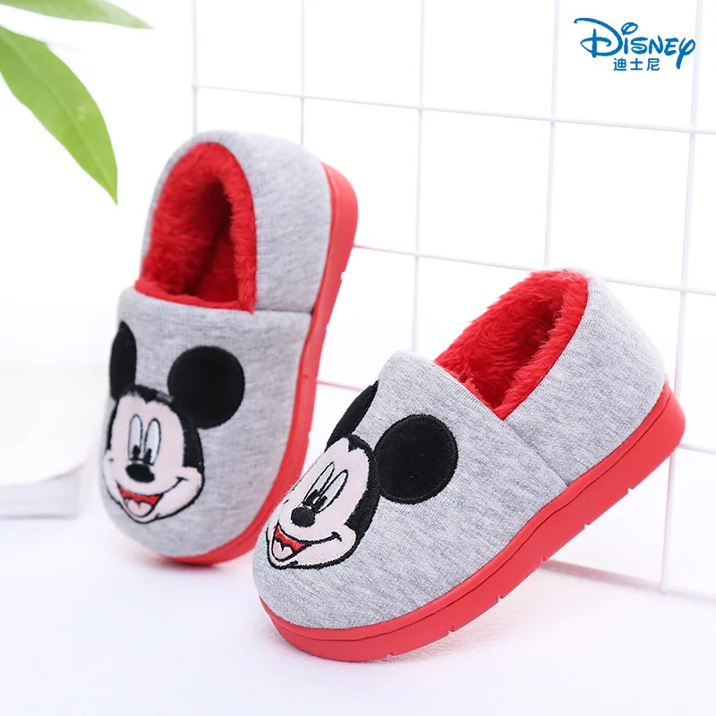 Disney 2020 зимние детские хлопковые тапочки с Микки и Минни домашние для мальчиков