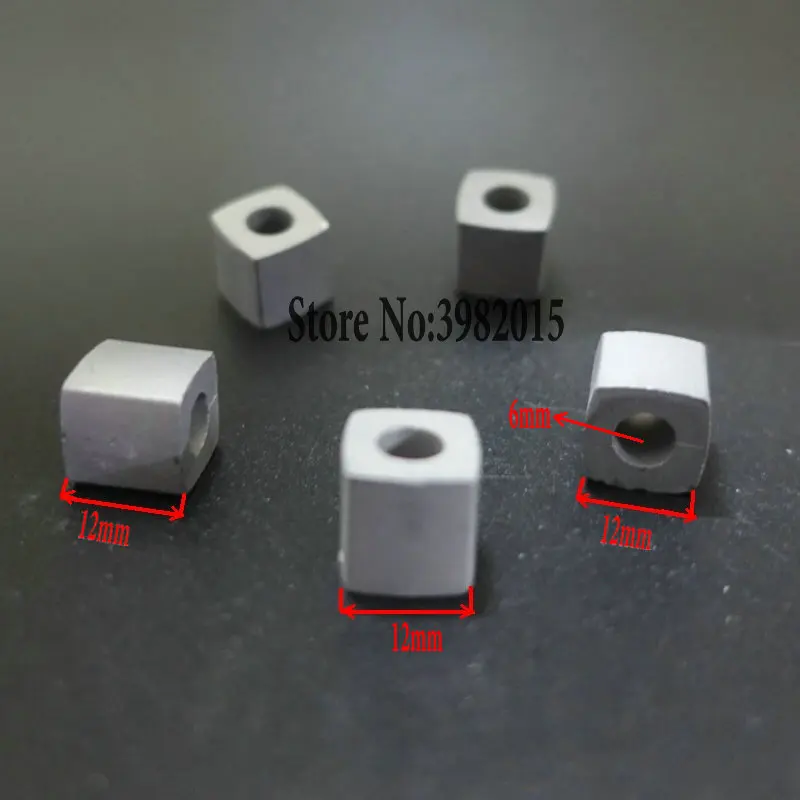 

YG8 Tungsten Carbide Power Feed Contact Conductive Block W12*L12*H12*Hole6mm for EDM Wire Cutting Machine