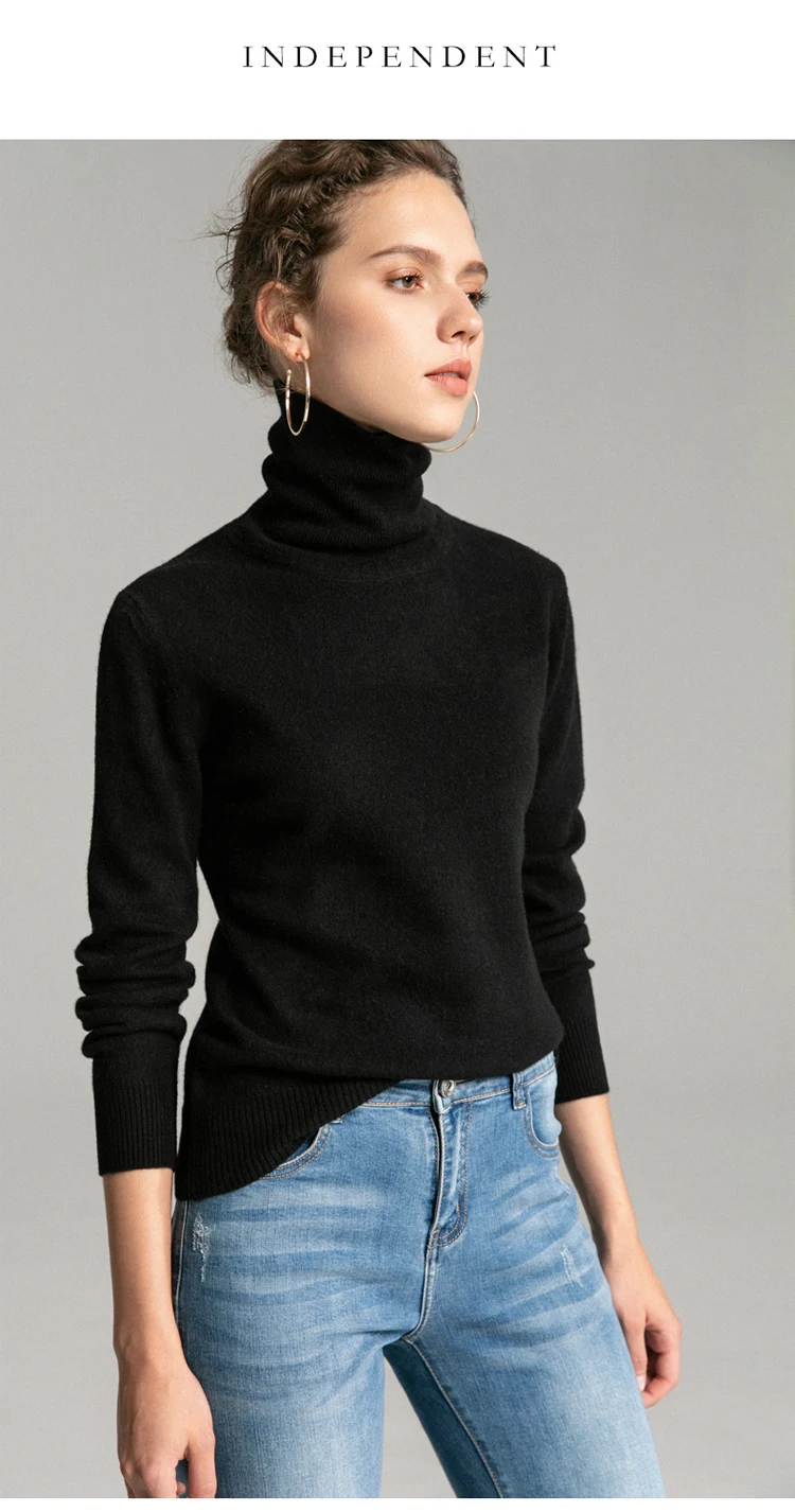 BELIARST Зимний женский пуловер с высоким отворотом, теплый свитер, короткий свитер с длинными рукавами, свитер из чистой шерсти