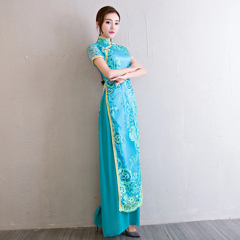 Vestido, платья в восточном стиле, традиционная вьетнамская вышивка, Cheongsam Ao Dai, платье, женская мода, Qipao, свадебное длинное красное платье