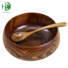 Large soup bowl wood tigela handmade healthy food containers dinner dishes vintage salad rice Japanese style tableware noodles