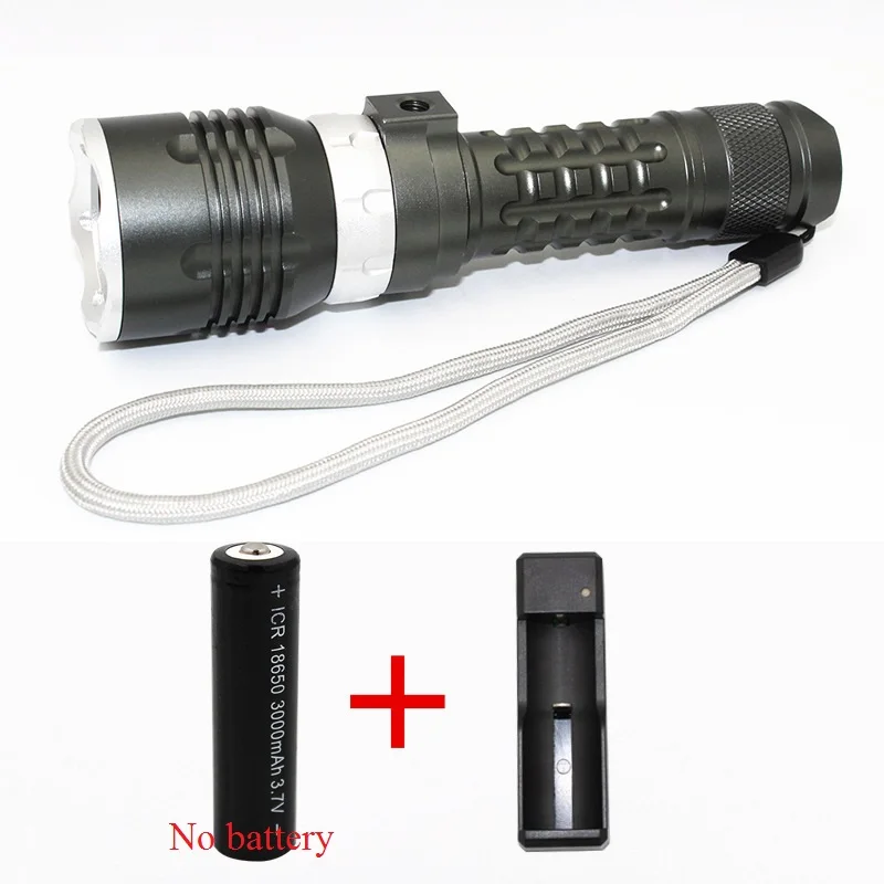 

KC fire DL0010 XML-L2 1200LM 18650 battery stepless diving torch waterproof rotary magnetic switch strong light LED flashlight