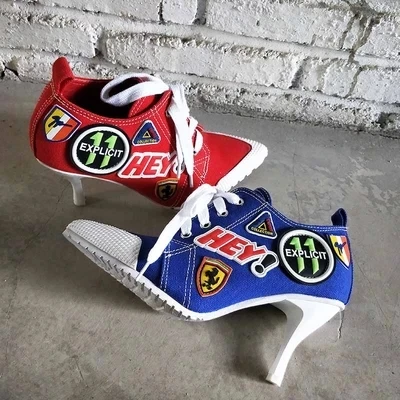 

2018 New Autumn Fashion Women Canvas Shoes Sexy High Heels 8.5CM Casual Female Shoes Pumps Classic Stiletto Shallow Student Shoe