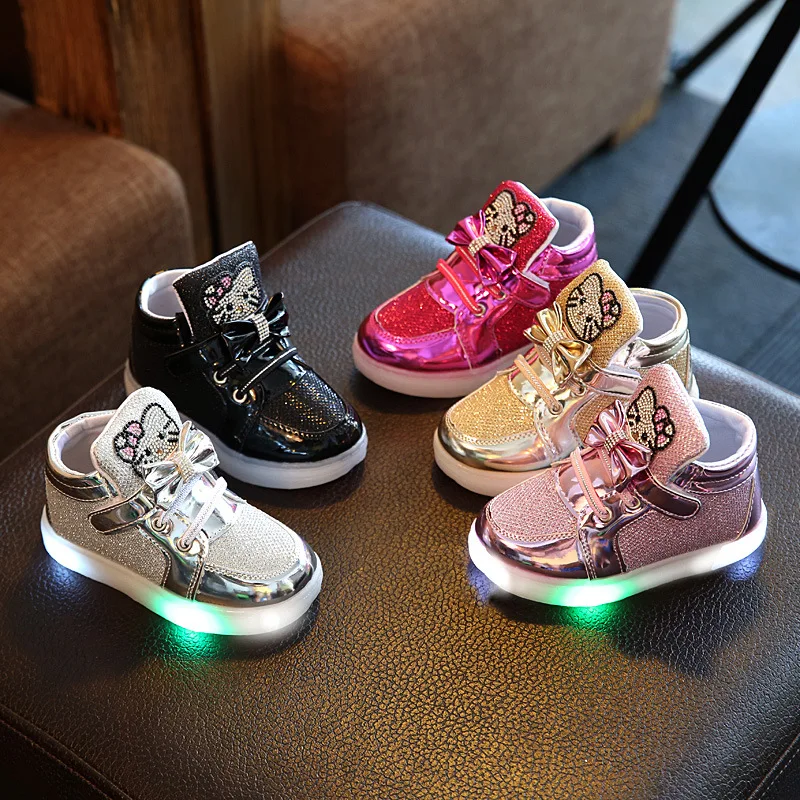 

2017 Autumn Children's Kids Shoes For Girls Toddler Boy Shoes With LED Light Up Luminous