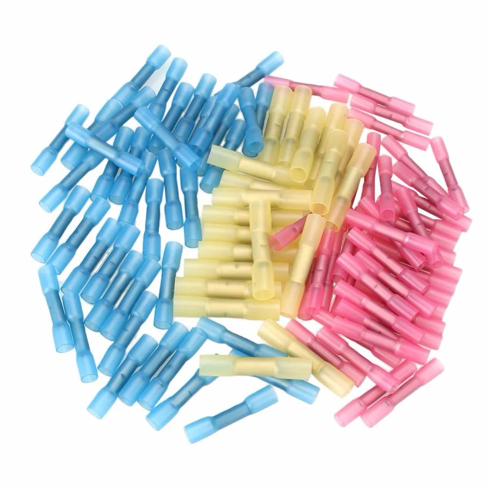 

100PCS Combination Heat Shrinkable Tube Insulation Terminal Thermal Solder Ring Butt Waterproof Connector Splice